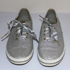Keds x Kate Spade Champion Silver Glitter Sneakers size 4M (US)
